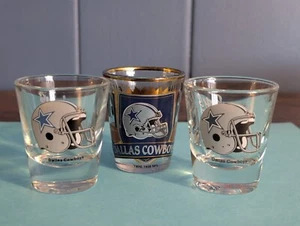Dallas Cowboys Shot Glasses (3) - Silver Helmet Logo - NFL Shot Glass - Picture 1 of 10