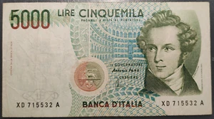 ITALIA 5000 LIRE 04/01/1985 SERIE X SOSTITUTIVA REPOSICION BC+ - Picture 1 of 2