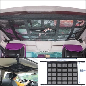 Universal Mesh Storage Bag Car Roof Ceiling Cargo Net Pouch Pockets For SUV Van - Picture 1 of 12