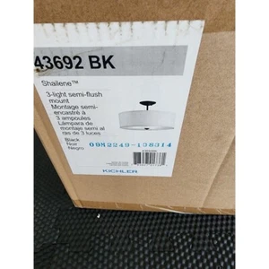 Kichler Shailene 3 Light 18" Wide Semi-Flush Drum Ceiling Fixture, Black 43692 - Picture 1 of 2