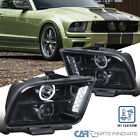 Glossy Black For 05-09 Ford Mustang Smoke Halo Projector Headlights Head Lamps