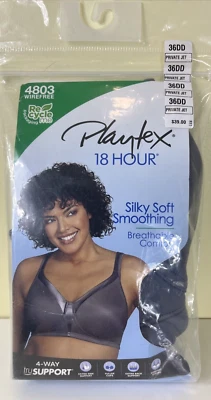 Playtex 18 Hour Silky Soft Smoothing Bra 4803 Gray Size 36DD NEW (open) - Image 1 of 4
