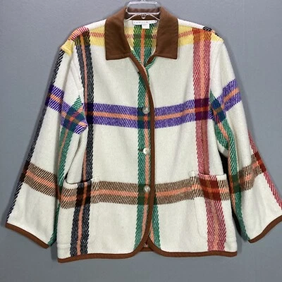Vintage The Limited Womens Jacket Hudson Bay Plaid Cardigan Sweater Chore 90s - Image 1 of 4