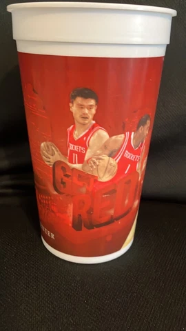 2002 Houston Rockets Concession Tumbler  - Features Yao Ming & Cutting Mobley Cover