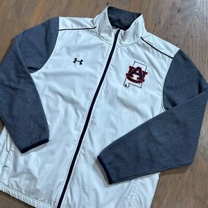 Auburn Tigers Jacket Mens XL White Under Armour Full Zip Cold Gear Fleece Lined - Picture 1 of 12