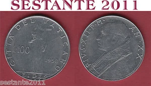 V24 VATICANO VATICAN CITY PIO XII 100 LIRE 1958 XX KM 55 SPL / XF - Imagen 1 de 1
