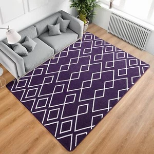 New-Geometric Area Rugs Memory Foam Carpet, 5 x 7 Feet Grape Purple Washa - Picture 1 of 6