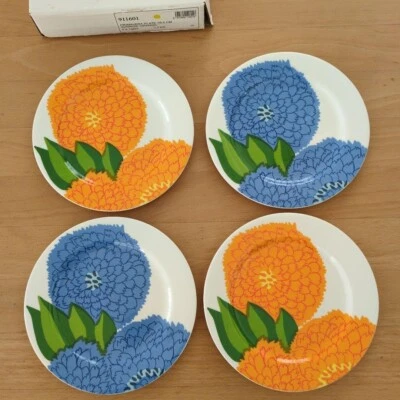 Juego de 4 platos Iittala Primavera 19,5 cm naranja azul Marimekko Maija Isola Foto 1 de 4