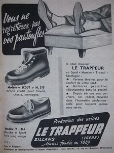 PUBLICITÉ DE PRESSE 1953 CHAUSSURES LE TRAPPEUR MODÈLE SCOUT - ADVERTISING - Picture 1 of 1