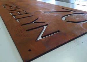 Corten Steel House Sign Rustic Look Unique Custom Made Laser Cut Rusted Steel - Picture 1 of 4