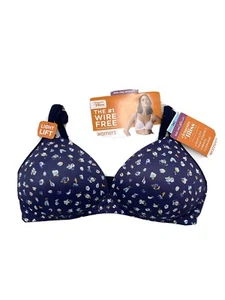 Blue Floral Warners NWT 01298 BRA 34C  Wirefree Padded Elements of Bliss Lift - Picture 1 of 9