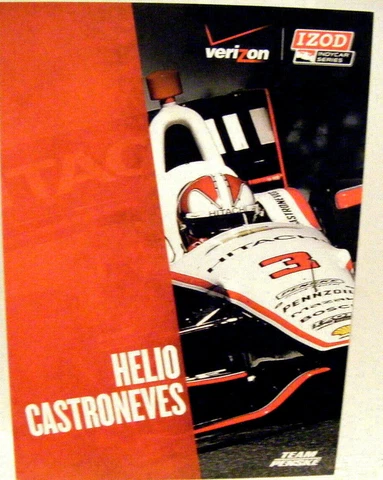 2013 INDY CAR SERIES #3 HELIO CASTRONEVES TEAM PENSKE CHEVY VERIZON POSTCARD Cover