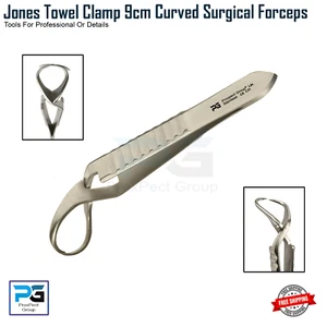 Pinza de toalla Jones 9 cm pinzas de acción cruzada pinzas quirúrgicas veterinarias quirúrgicas  - Imagen 1 de 11