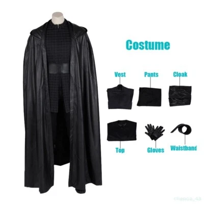 Star Wars 9 The Rise of Skywalker Kylo Ren Cosplay Costume Cloak Halloween Suit - Image 1 of 4