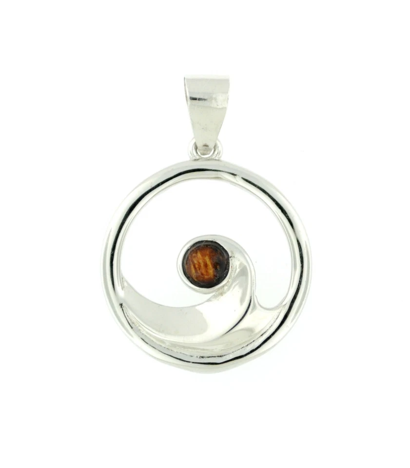 925纯银天然夏威夷可木吊坠-圆形波浪 — 第 1/1 张图片