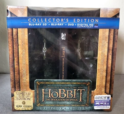 Hobbit Desolation of Smaug 3D Blu-Ray Collector with Bookends+Statues Sealed+New - Image 1 of 4