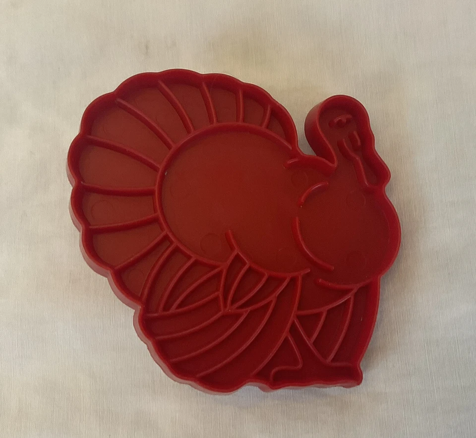 Vintage Tupperware Red Plastic Cookie Cutter With Handle Thanksgiving Turkey - Image 1 of 4