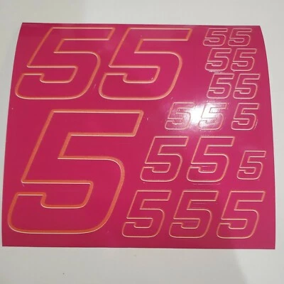Plum w yellow/white #5 Racing Numbers Vinyl Decal Sheet -Nascar-GMC - Image 1 of 4