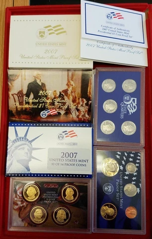 2007 Clad US Proof 14 Coin Set with Original Packaging & COAs COMPLETE Cover