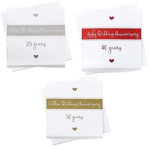 Wedding Anniversary Invitation Cards 25th 40th 50th Holographic Silver Gold Ruby - Picture 1 of 13
