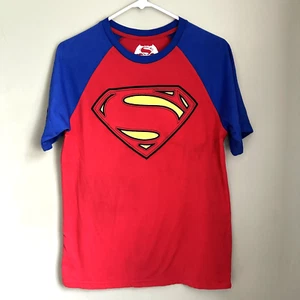 Superman T-Shirt  Youth XXL Red Blue Raglan Dawn of Justice Embroidery - Picture 1 of 5