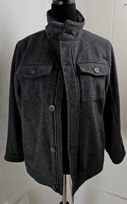 OLD NAVY Wool Blend Cargo Full Zip Jacket Men's SIZE LGG Gray Chest 20"Long 26" - Image 1 of 4