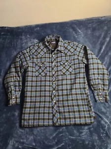 Chaqueta de franela a cuadros Wrangler vintage para hombre talla grande azul negro acolchada forrada - Imagen 1 de 11