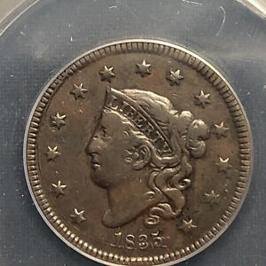 1835 large cent n-13 Rarity 4  ANACS Vf 25 Nice Original Scarce Copper Choice