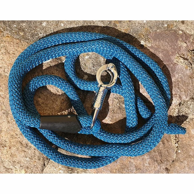 GERMAN RIDING Strick Führstrick aquamarin mit Panikhaken stabil rundgeflochten 2,10m Neu