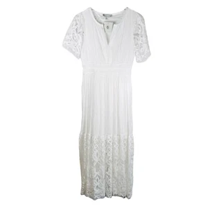 J. Gee White Lace Maxi Dress Size Small Flowy Wedding Engagement Beach Summer - Picture 1 of 9
