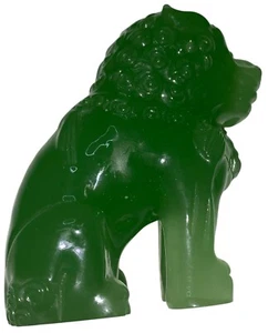 Vintage Chinese Lion Standing GUARDIANS MING DYNASTY Green Jade Glass - Picture 1 of 4