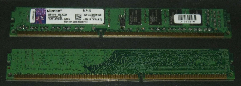 2GB KINGSTON DDR3 RAM 1333MHz PC3-10600U DIMM 240-pol.CL9 KVR1333D3S8N9/2G 1Rx8 - Bild 1 von 1