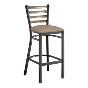 10 PACK Distressed Copper Ladder Back Metal Restaurant Barstool With Taupe Vinyl - Picture 1 of 8