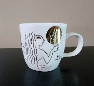 Starbucks 2013 Anniversary White Gold Etched Mermaid Siren 12oz Coffee Mug - Picture 1 of 7