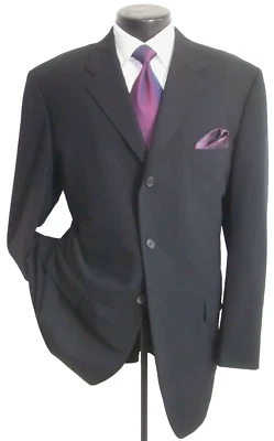 / Prada Solid Black 3Button Center Vent Wool Blazer Jacket Coat 46L - Image 1 of 4