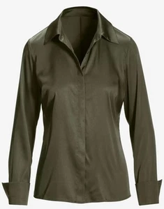 Boston Proper Sophia Button Up Charmeuse Blouse Size 8 Olive Green NEW!  - Picture 1 of 3