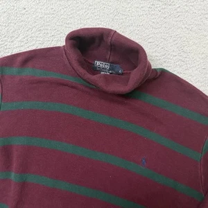 Vintage Polo Ralph Lauren Mens Shirt L Turtleneck Knit Striped Heavyweight USA - Picture 1 of 12