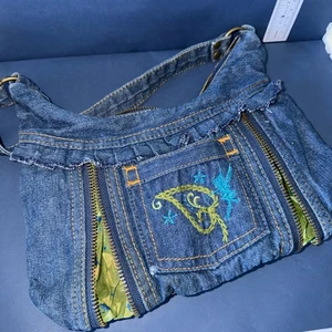 Vintage Y2K Blue Denim Tinker Bell 2000s Shoulder Bag Girl Purse Embroidery - Bild 1 von 13