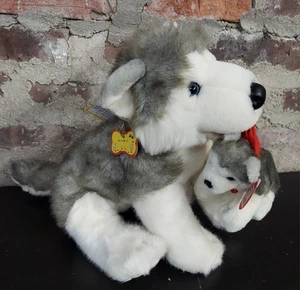 Peluche retirado Build A Bear 16" Husky mamá y cachorro con boquilla magnética - Imagen 1 de 5