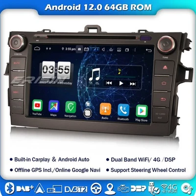 8" Octa Core DAB+ CarPlay Android 12 Autoradio GPS For Toyota COROLLA E140 E150 - Bild 1 von 4