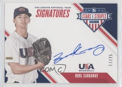 2020 Panini USA Baseball Stars & Stripes Blue Ink /25 Burl Carraway #CNTBC Auto - Image 1 of 2