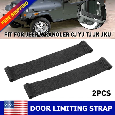 Par de correas limitadoras de puerta de coche para Jeep Wrangler JK/YJ/TJ 1976-2024 Foto 1 de 4