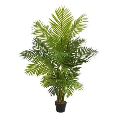 Palmera artificial Hawaiana 60" con hojas de palma tipo pluma en verde/negro Foto 1 de 4