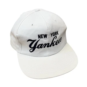 De colección New York Yankees Script Sarga Snapback Sombrero Annco Años 90 MLB Béisbol - Imagen 1 de 3