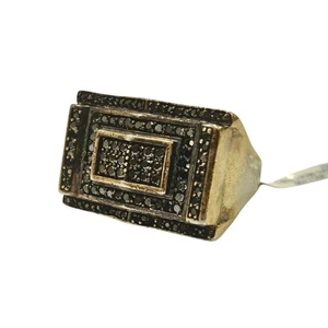 Statement schwarzer Diamant Vermeil Sterling Herrenring - Bild 1 von 7