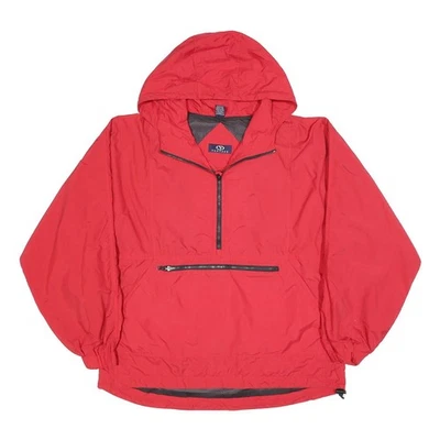VANTAGE Mens Red Hooded Nylon Pullover Jacket M Water Resistant Lightweight - Image 1 of 4