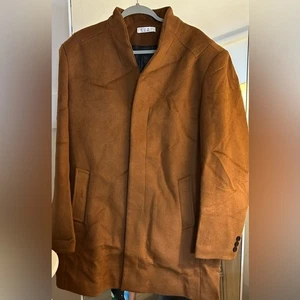 NEU Dark Camel Herren Luxus Mittellanger Erbsenmantel Merinowolle Gefüttert Winter 2X - Bild 1 von 6
