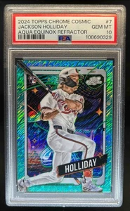 2024 Topps Cosmic Chrome Jackson Holliday RC Aqua Equinox Refractor #/199 PSA 10 - Picture 1 of 2