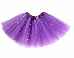 Fancy Dress Kid Girl Tutu Skirt Halloween Party Dancewear (Purple Sparkling) - Picture 1 of 1