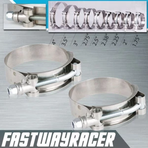 2X 2.0'' Stainless Steel T-Bolt Clamp Turbo Intake 2'' ID 57MM-65MM Silicone 2.0 - Picture 1 of 1